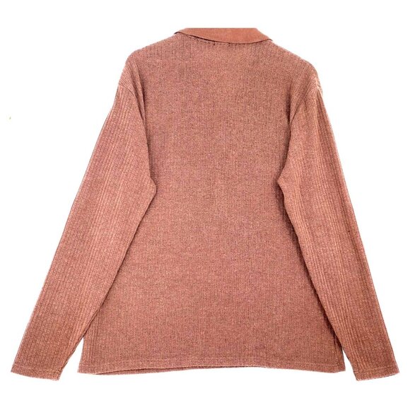 Coofandy Mens XL Ribbed Long Sleeve Polo Shirt Old Money Vintage Casual - Picture 2 of 9